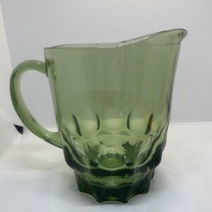 Hazel Atlas‎ Reflection Glass Pitcher Avocado Green 6 1/2"